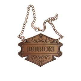 Decanter Tag with Adjustable Chain, Copper, 2.6 x 2 inches, Liquor Bottle Label (Bourbon tag)