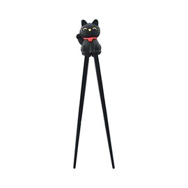 Happy Sales HSTC-LKCBLK, Training chopsticks for beginners right or left handed, Black Cat