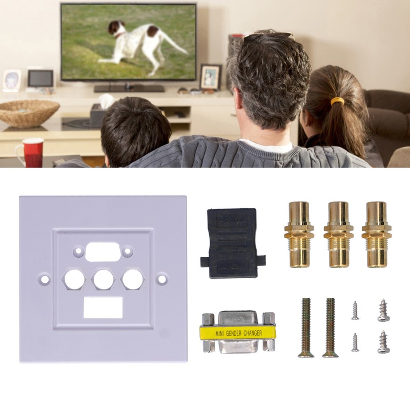 VGA+High Definition Multimedia Interface 3RCA Wall Plate Panel Socket for