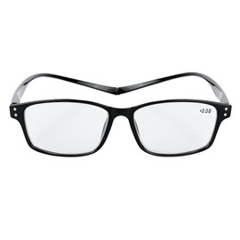 [WENDA] マグネット首掛け老眼鏡 磁头老花镜 クリア老眼鏡レンズ/ブルーライトカットレンズ老眼鏡 (Black, 6.0)
