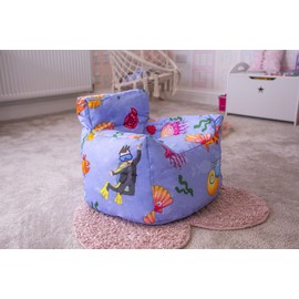HomeZone® Lilac Pale Blue Kids Bean Bag Chairs | Pale Blue with Fish and Under Water Sea Life | Playroom Soft Sitting Cushion (COVER ONLY)