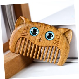FOMIYES 2pcs Green Sandalwood Combs Fine Tooth Hair Combs for Women Small Cat Design Portable Lightweight