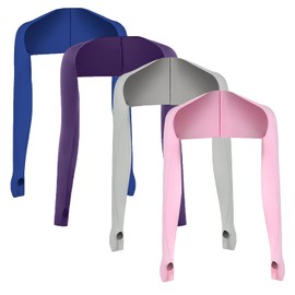 JEONEKID Cooling Shawl Arm Sleeves with Finger Holes for Women Anti-UV Protection, Sun Protection Cooler Shrug for Golf (Blue,Purple,Grey,Pink)