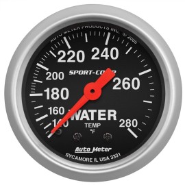 AutoMeter 3331 2-1/16 in. Water Temperature Gauge, 140-280 F, 6 Ft., Mechanical,