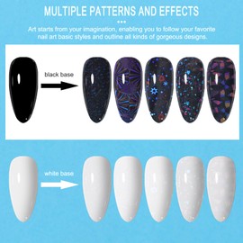 JERCLITY 12 Rolls Aurora Transparent Nail Foil Transfer Sticker Kit Various Shapes of Laser Pattern Transfer Foil Stickers