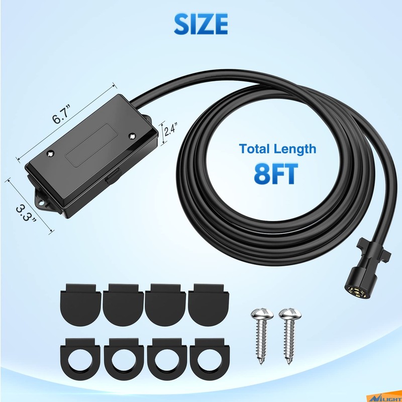 Nilight Heavy Duty 7 Way Inline Trailer Plug 8 Feet