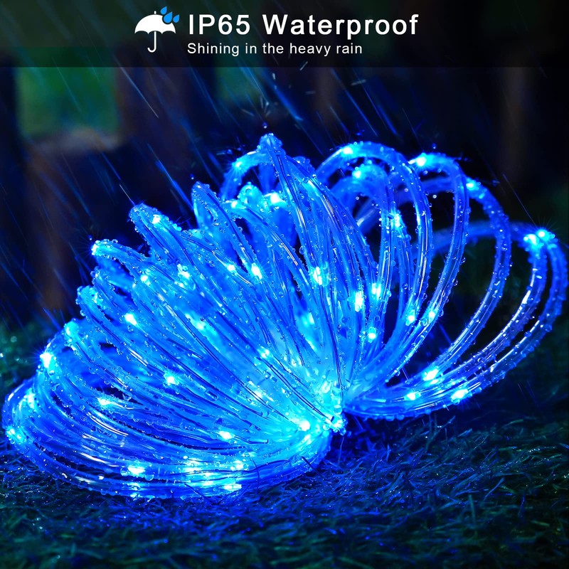 JMEXSUSS 2 Pack 100 LED Solar Rope Lights, IP65 Solar
