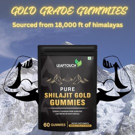 LEAFTOUCH Shilajit Gold Gummies | Masala Cola Flavour | Every Gummies are Wrapped in Individual Transparent Wrapper | 60 Gummies