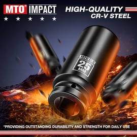 MTO 1/2" Drive 25mm Deep Impact Socket, 6-Point Metric Socket for Automotive Maintaince, CR-V Steel Meets ANSI Standards