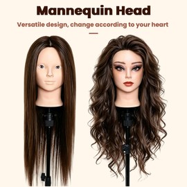 80% Real Hair Mannequin Head for Hair Styling Braiding & Makeup Practice