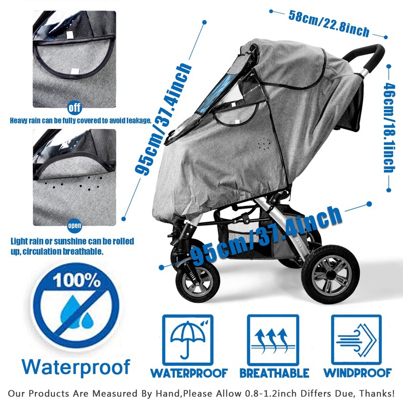 Stroller Rain Cover,Universal Stroller Accessory,Waterproof,Windproof Protection,Protect from Dust Snow,Baby Travel