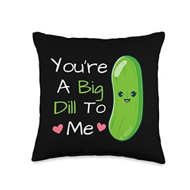 You're A Big Dill Cute Kawaii Pickle Pun Funny Pickles Throw Pillow