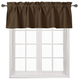 DWCN Brown Blackout Valance Curtain for Kitchen Small Window - Rod Pocket Room Darkening Thermal Insulated Short Curtain Window Treatment for Cafe Bathroom Basement, 42 X 18 Inch,1 Panel