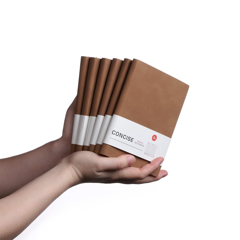 Notebook A6 Lined Leather Pack of 6 Hardcover Notebooks Thick