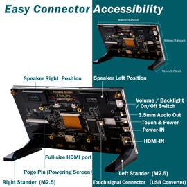 GeeekPi 7 inch Capacitive Touchscreen for Raspberry Pi, HDMI Monitor IPS 1024X600 LCD Display with Dual-Speakers for Raspberry Pi 5/4B/3B+/3B/B+, with Mount Hole to Install Raspberry Pi Board