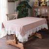 ARTMAGIC White Cotton Linen Tablecloth Embroidery Leaf Pattern Lace French