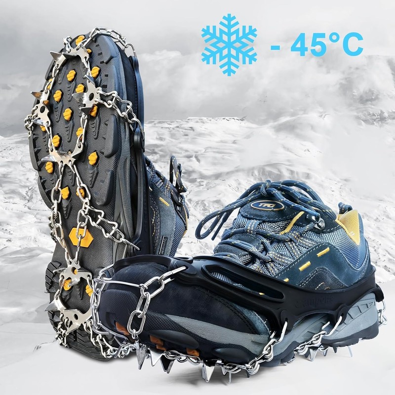 Ice Cleats Traction Snow Grips - 19 Stainless Steel Spikes