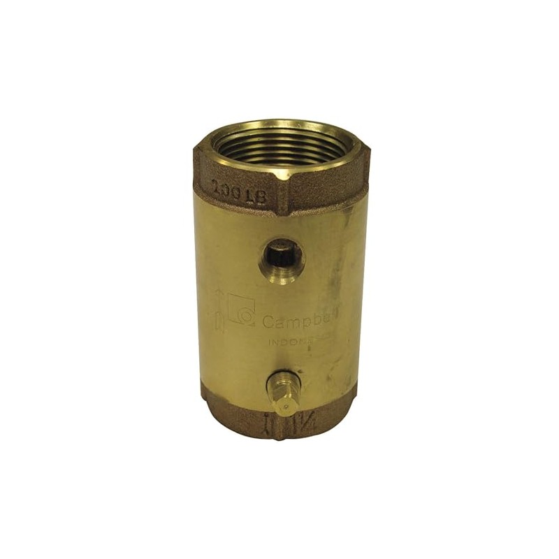 Campbell 1" Spring Check Valve with Taps, Low Lead Brass,
