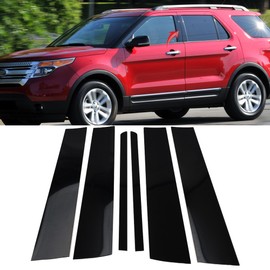 NEESPOC Pillar Posts Door Window Trim Decal Cover Fit for Ford Explorer 2011-2019 Base/Limited/Platinum/Sport/XLT, 6pcs Glossy Black Door Pillar Molding Anti Scratch Stickers Exterior Accessories