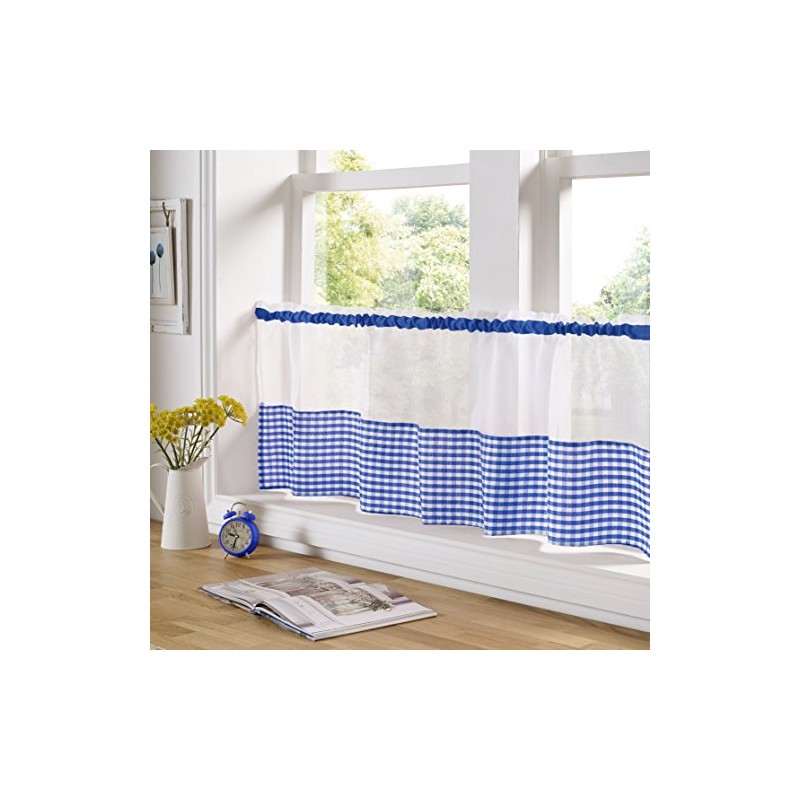 Alan Symonds Gingham Slot Top Voile Cafe Curtain Panel (59"