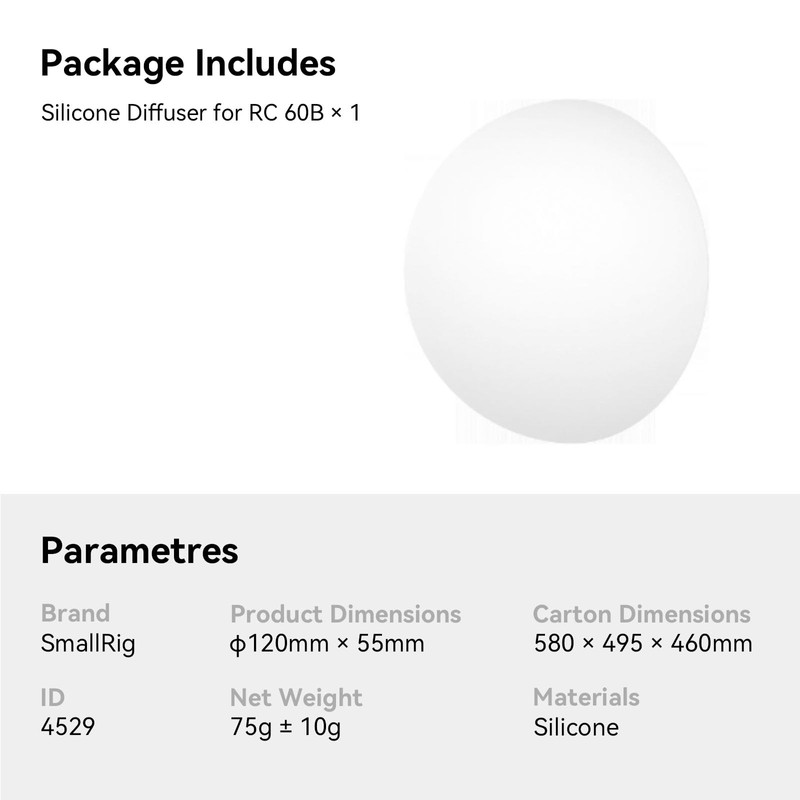 SMALLRIG Silicone Diffuser, COB Light Diffuser, Lighting Accessory for SmallRig