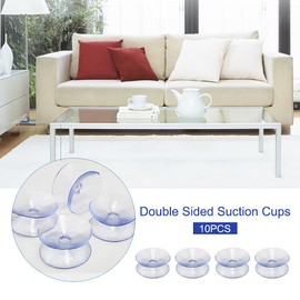 10Pcs Double Sided Suction Cups,Non-Slip Silicone Suction Cups for Glass Table Top,Clear Glass Table Suction Pads for Tabletop,Windshield,Mirror,Window