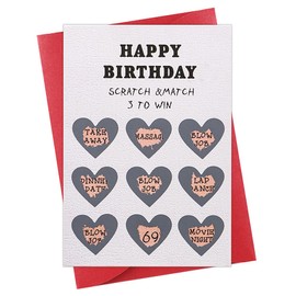 WHATSIGN Happy Birthday Card 4"x6" Funny Birthday Scratch off Card,Naughty Rude Birthday Greeting Card with Envelope for Her Him Husband Boyfriend Fiance Men Him Girlfriend Wife