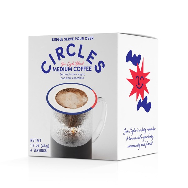 Circles Coffee - Mezcla de ciclo solar | Café molido tostado medio, café gourmet, cafetera portátil, café goteo, café con filtro desechable