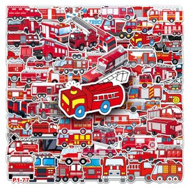 Fire Brigade Waterproof Sticker Set Gift for Teenagers Adults 100 Pieces Fire Engine Vinyl Sticker Decoration for Car Motorcycles Bicycle Skateboard Snowboard Luggage Laptop Scrapbook Car Suitcase