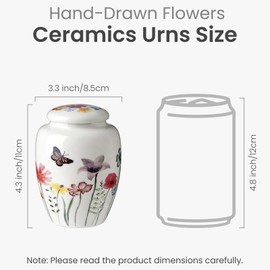 Zglmydrem.yn Small Urns for Human Ashes Keepsake, Urn for Ashes for Women, Ceramic Urns for Cremation, Funeral,Home- Handcrafted Keepsake, UP to 20 Cubic inches (Wildflower)