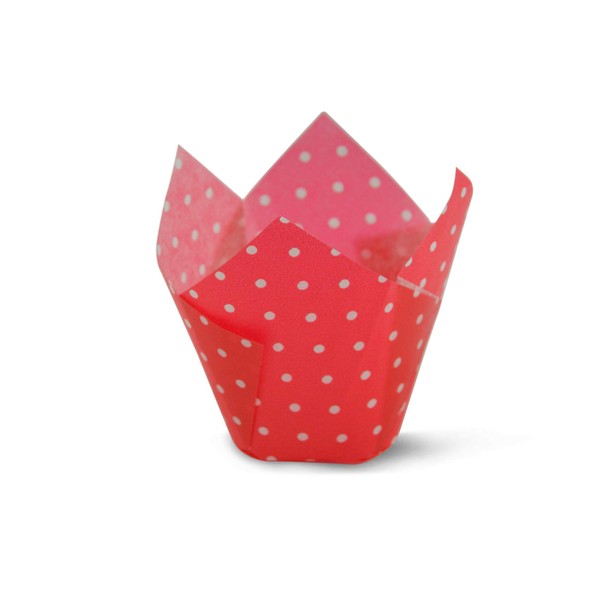 Polka Dot Red Medium Size Tulip Baking Cups Cupcake Liners