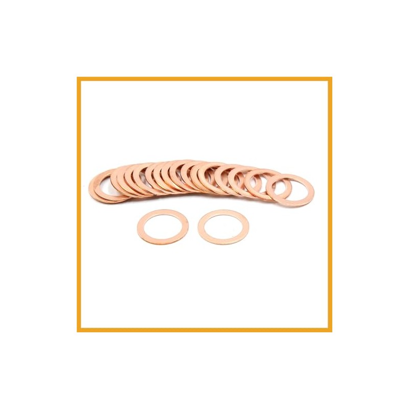 Partuto 18mm Inner Dia Copper Crush Washers Flat Sealing Gaskets