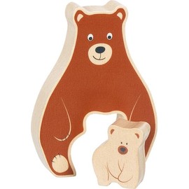 goki 57332 Wooden Standing Puzzle Bear - Educational Toy, Promotes Creativity, Skill, Concentration and Imagination, Set of 2, from 1 Year, Brown and Beige