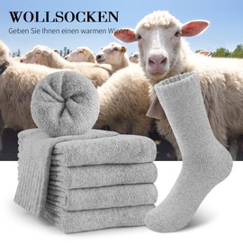 SIMIYA Men's Thermal Socks, 5 Pairs of Winter Socks, Breathable Wool Socks, Men's Thick Socks, Hiking Socks, Wool Warm for Hiking, Sports, Home, Leisure, 5 x light grey