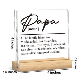 Funny Fathers Day Birthday Gifts for Dad Papa from Daughter Son Acrylic Plaque Sign Valentines Christmas Thank You Appreciation Gifts for Daddy New Dad Office Desk Decor for Home Acrylic Sign
