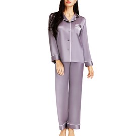 LONXU Women‘s Satin Pajamas Set Gray S