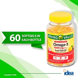 Omega-3 Fish Oil 1000mg Softgels – High EPA & DHA for Heart, Brain & Wellness Support – Lemon Flavor – 60 Count + Bonus Better Idea Guide Included