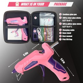 BLEDS Cordless Glue Gun with Storage Case, 2.9 Ah Fast Preheating Rechargeable Hot Glue Gun Kit with 30 Pcs Glue Sticks Stand-Up Mini No-Drip Mini Hot Glue Gun for DIY Gift Craft Decor | BLEDS