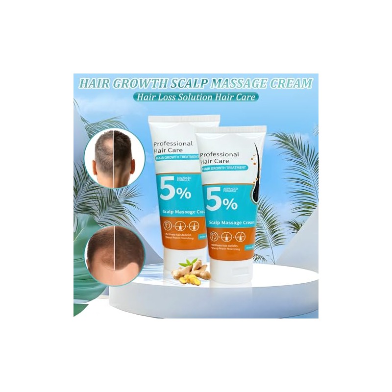 2PCS 5% Crema de Masaje para el Cuero Cabelludo, Crema