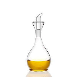 HAIZEEN 13ounce/ 380 ml Clear Glass Olive Oil Dispenser Bottle - Oil & Vinegar Cruet with Pourers and NO Funnel Needed - Olive Oil Carafe Decanter for Kitchen and BBQ