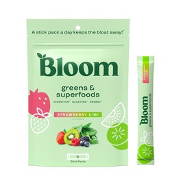 Bloom Nutrition Greens & Superfoods Powder (5 Sticks)-  Digestion, Gut Health, Bloating Relief, Spirulina & Chlorella with Probiotics & Antioxidants, Travel Size:_Strawberry Kiwi