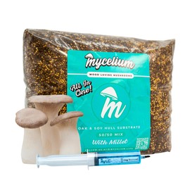 Mycelium's King Trumpet Gourmet Mushroom Kit | 8LBS Oak and Soy Hull Substrate & Millet Grain Combo | Sterile & Nutrient-Rich for Home Growers | Includes 20ML King Trumpet Liquid Culture Syringe
