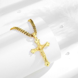 AEONSLOVE Cross Chain Women's 925 Silver Necklace with Cross 925 Silver Men's Cross Necklace Crucifix Chain Men's Jesus Pendant Catholic Christian Jewellery Religious Gifts, Sterling Silver