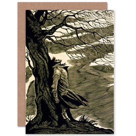Wee Blue Coo PAINTINGS HEATHCLIFF WUTHERING HEIGHTS BRONTE BLACK WHITE GREETINGS CARD