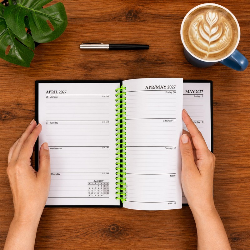 Evelay 2027 A5 Week to View Diary, Hardback Planner, Plastic
