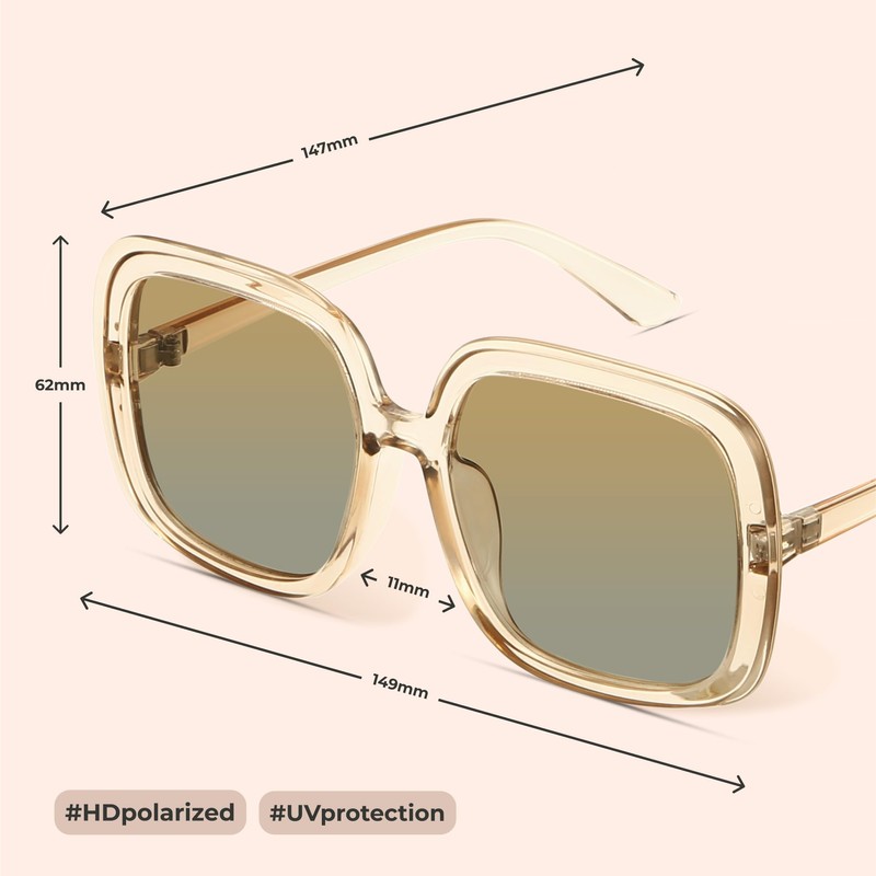 miyya Oversized Polarized Sunglasses Women, Trendy Retro Sun Glasses for