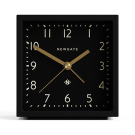 NEWGATE® Equinox Alarm Clock | Designled Cube Shaped Modern Alarm | Black case | Black dial | Ideal for Bedside, Desk, Shelf & Mantel | Midecentury Bedroom & Office Accessory