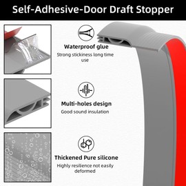 Door Draft Stopper for Bottom of Door, Adjustable Weather Stripping Door Seal for Cold Insulation, Under Door Sweep for Exterior & Interior Doors, Door Bottom Seal Blocker Noise (78inch,Grey)