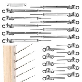 Muzata 20 Pairs 1/8" Cable Railing Hardware Kit Swage Toggle Turnbuckle for Wood Post T316 Stainless Steel Deck Cable Railing System Angle 180° Adjustable Stairs 40 Pack CK07