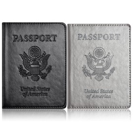 Eoehro 2Pack Passport Holder Wallet Cover Case, Travel Essentials for Women and Men